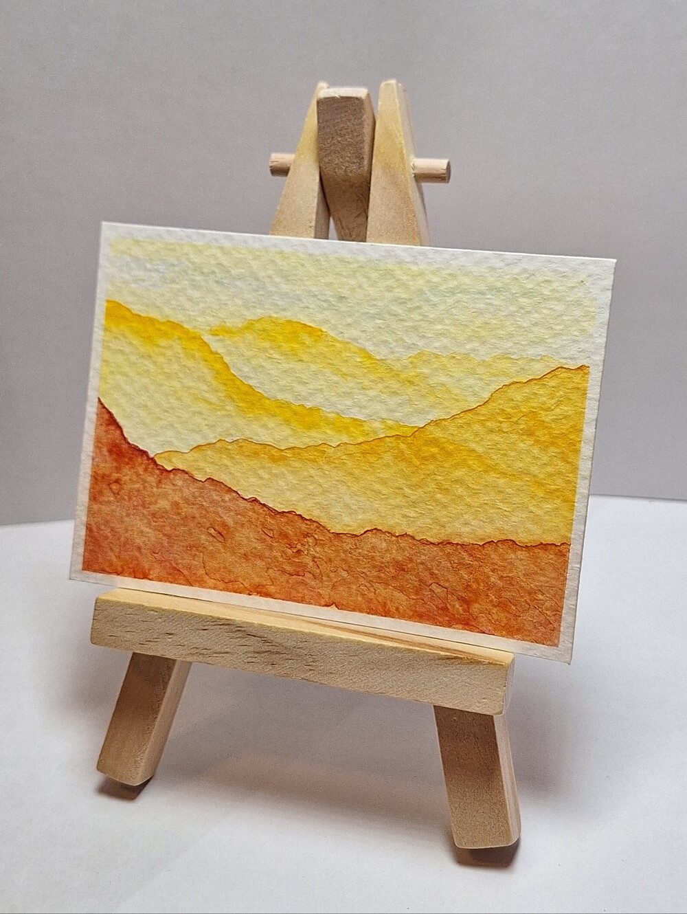 "Fields of Gold" Hand-painted gouache (Tiny original artwork)